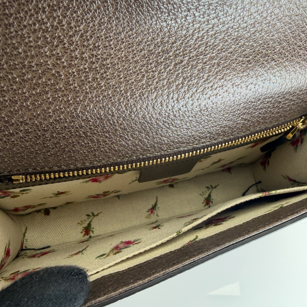 Gucci Sylvie Brown Chain Floral Embroidered Belt Bag - Picture 11 of 15
